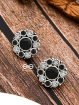 The Bling Button Studs - Black-White - Tiny Trinket Earrings