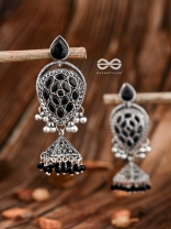 The Khaleesi Statement Danglers - Onyx Black - The Embellished Oxidised Collection