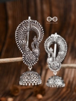 The Elegant Intricate Peacock Earcuffs - Oxidised Boho Earrings