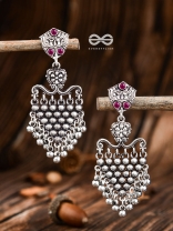 The Cute Mesh Earrings (Ruby Red) - The Embellished Oxidised Collection