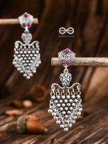 The Cute Mesh Earrings (Ruby Red) - The Embellished Oxidised Collection