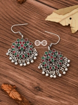 The Fabulous Floral Enamel Danglers (Red-Green) - The Embellished Oxidised Collection