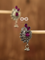 The Shimmery Motif Studs (Maroon) - Embellished Oxidised Collection