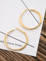 The Elegant Shimmer Triple Layered Hoops - Golden