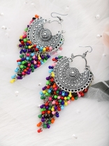 The Colourful Intricacy - Oxidised Boho Earrings