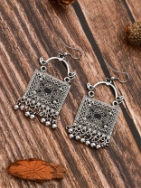 The Embellished Trunk - Oxidised Boho Earrings - Silver