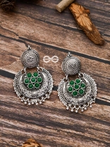 The Peppy Touch - Oxidised Boho Earrings (Green)