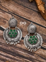 The Peppy Touch - Oxidised Boho Earrings (Green)