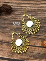 Motif Mirrors on My Ears - Oxidised Boho Earrings - Golden