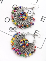 A Playful Delight - Multicoloured Oxidised Boho Earrings