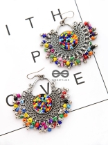 A Playful Delight - Multicoloured Oxidised Boho Earrings