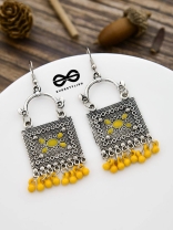 The Embellished Trunk - Oxidised Boho Earrings - Yellow