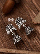 The Little Peacock Jhumki - Tiny Trinket Earrings