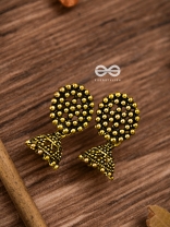 The Little Dotted Circled Jhumkis (Golden) - Tiny Trinket Earrings