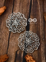 The Silver Emblem Studs - Oxidised Boho Earrings