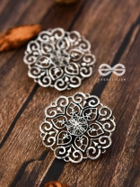 The Silver Emblem Studs - Oxidised Boho Earrings