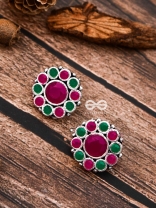 The Bling Button Studs - Ruby-Emerald - Tiny Trinket Earrings