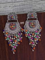 The Multi-Layered Beaded Jhaalar (Multicoloured) - Embroidered Oxidised Collection