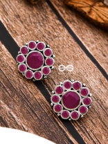The Bling Button Studs - Ruby Red - Tiny Trinket Earrings