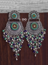 The Multi-Layered Beaded Jhaalar (Blue Hues) - Embroidered Oxidised Collection