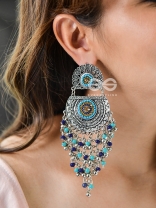 The Multi-Layered Beaded Jhaalar (Blue Hues) - Embroidered Oxidised Collection