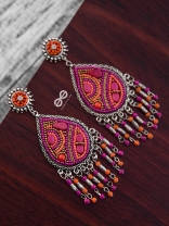 The Mesmerising Intricacy (Orange- Pink) - Embroidered Oxidised Collection