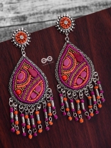 The Mesmerising Intricacy (Orange- Pink) - Embroidered Oxidised Collection