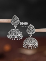 The Intricate Statement - Oxidised Boho Jhumkas