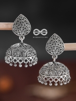 The Intricate Statement - Oxidised Boho Jhumkas