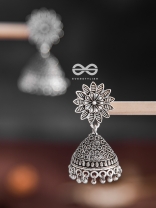 The Floral Statement Jhumkas - Oxidised Boho Earrings