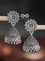 The Floral Statement Jhumkas - Oxidised Boho Earrings