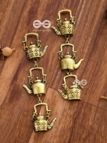 The Layered Kettle Danglers (Golden) - Oxidised Boho Earrings