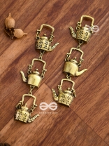 The Layered Kettle Danglers (Golden) - Oxidised Boho Earrings