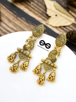 The Intricate Golden Peacock Triple Boho Jhumkis