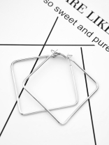 The Everyday Chic - Oversized Rectangle Hoops - Silver
