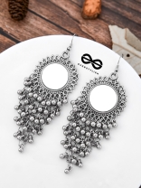 The Meshed Mirror Sun - Oxidised Boho Earrings