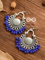 Motif Mirrors on My Ears (Royal Blue) - Oxidised Boho Earrings