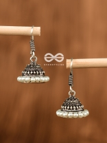 The Threaded Pearl Jhumki - Tiny Trinket Earrings