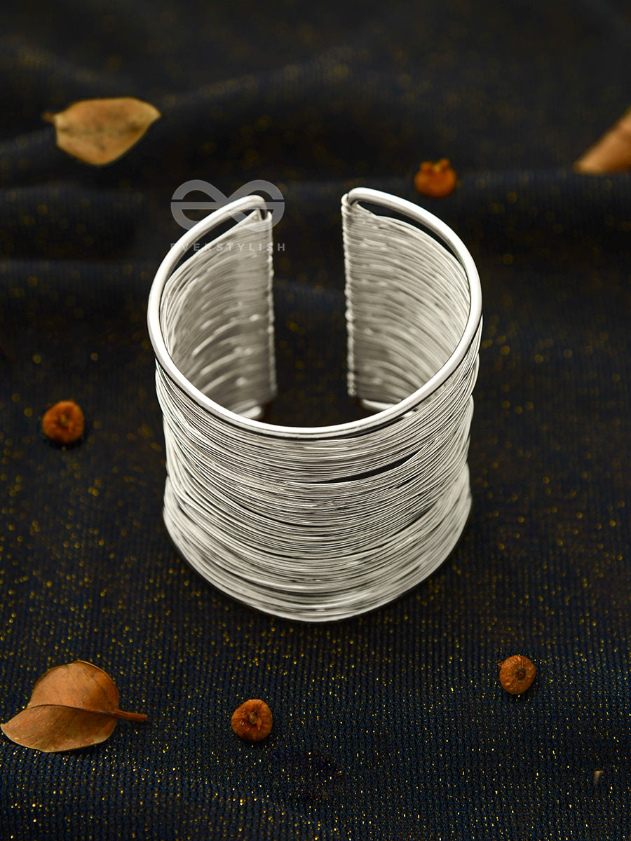 "SPUN OF SHIMMER" - STATEMENT SILVER BRACELET