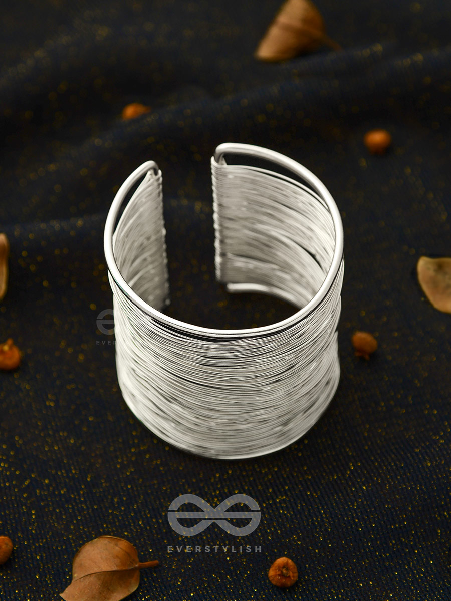 "SPUN OF SHIMMER" - STATEMENT SILVER BRACELET