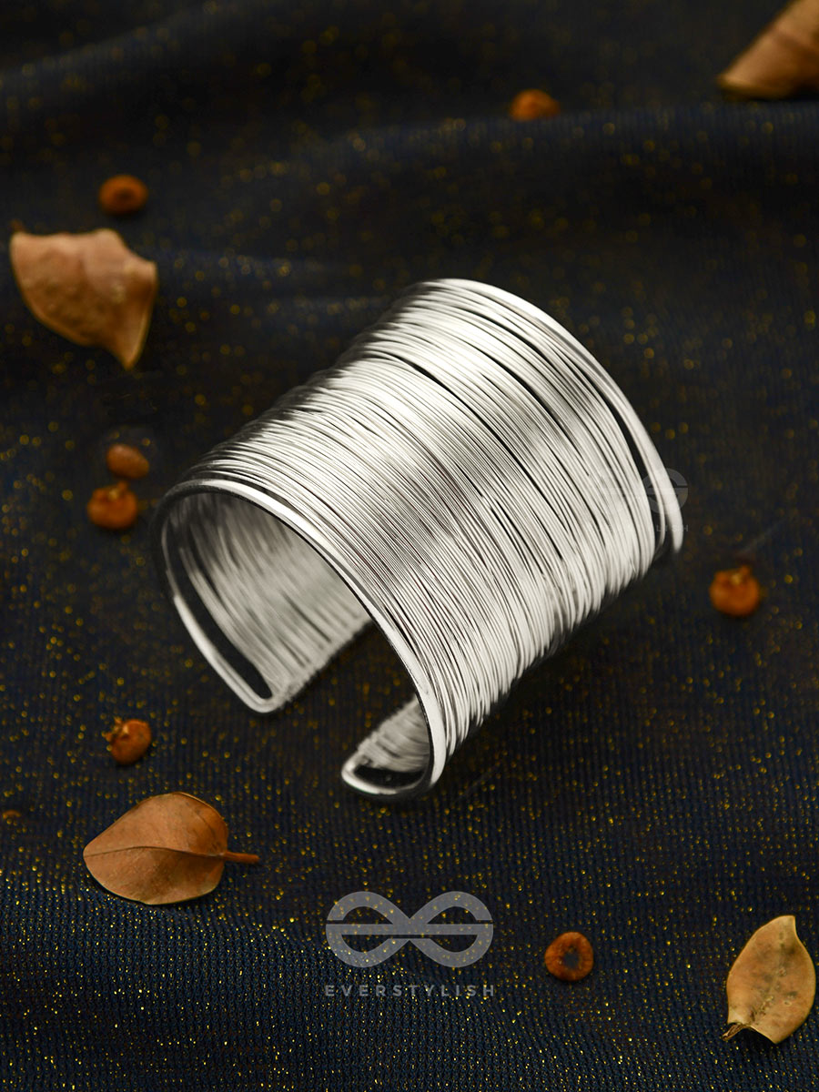 "SPUN OF SHIMMER" - STATEMENT SILVER BRACELET