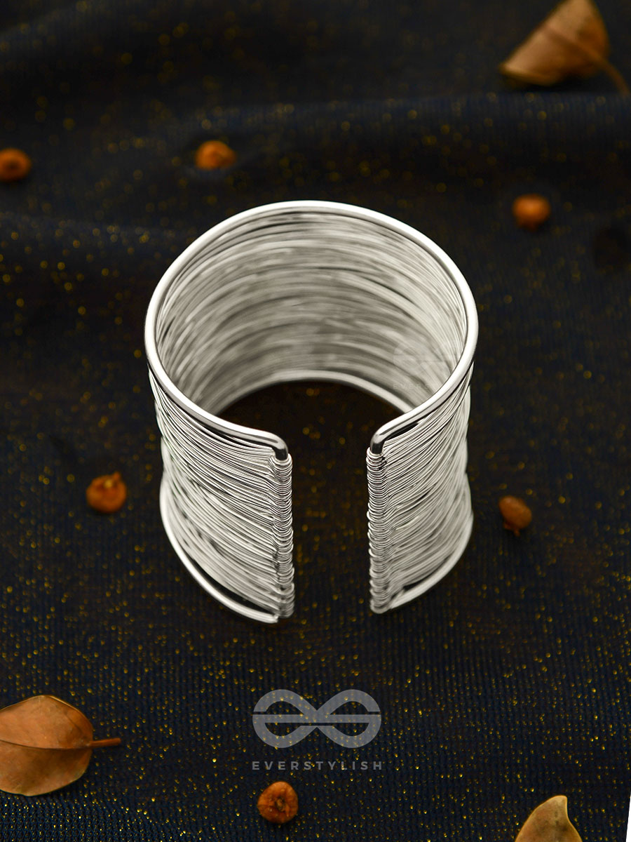 "SPUN OF SHIMMER" - STATEMENT SILVER BRACELET