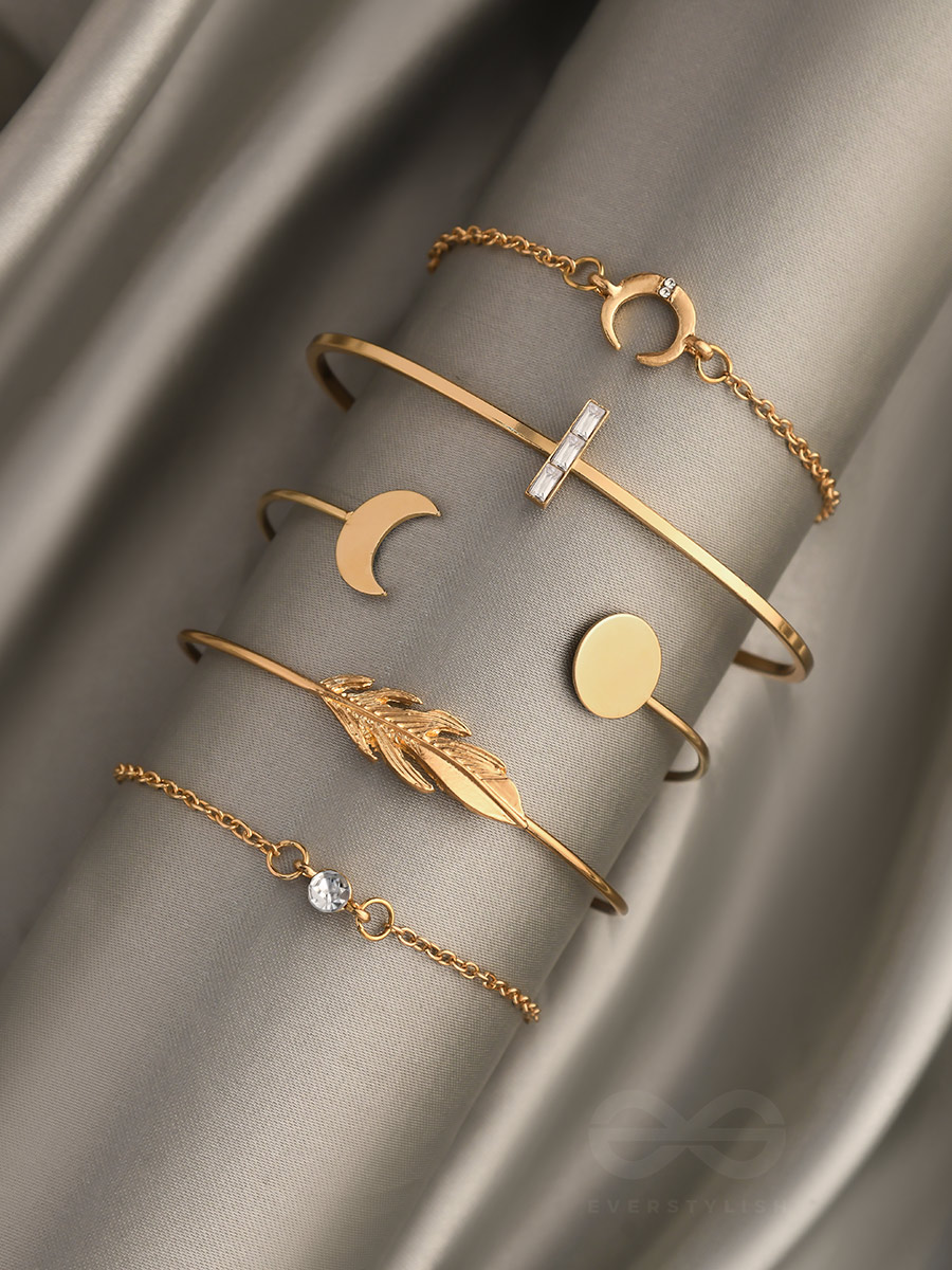 The High Five- Set of 5 Golden Bracelets