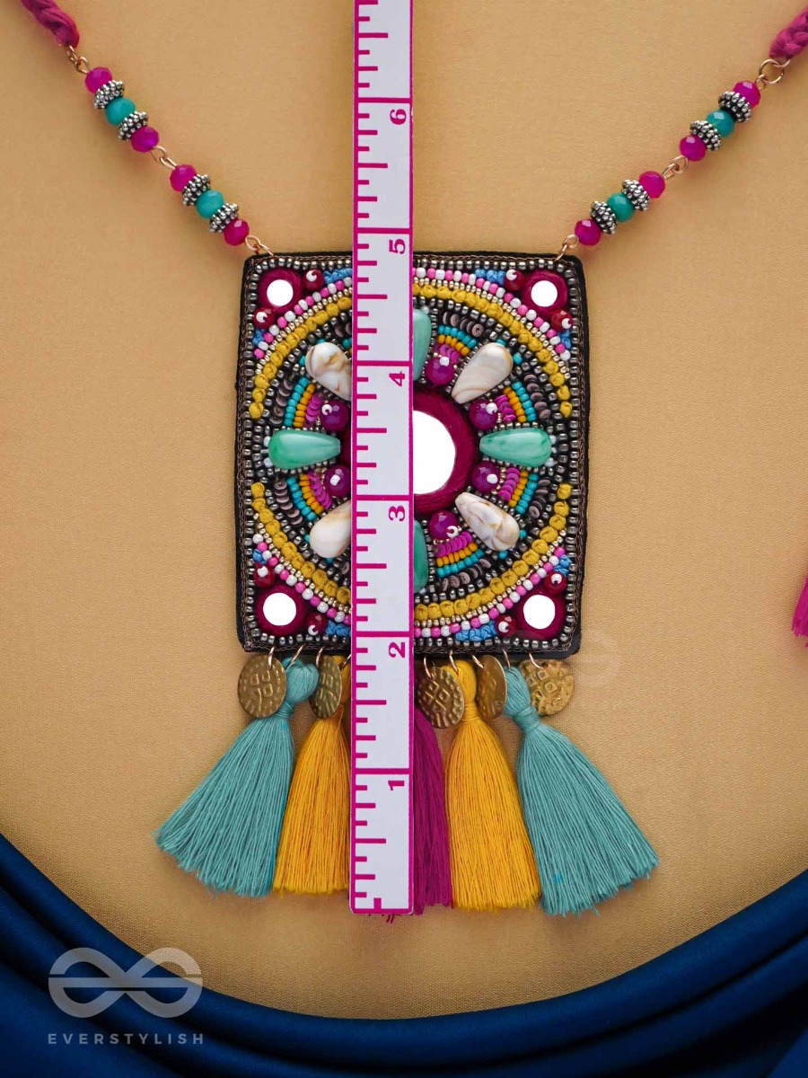 ABHATI - THE BRIGHT APPEARING - BEADS, SEQUINS, MIRROR AND METAL COINS EMBROIDERED NECKPIECE