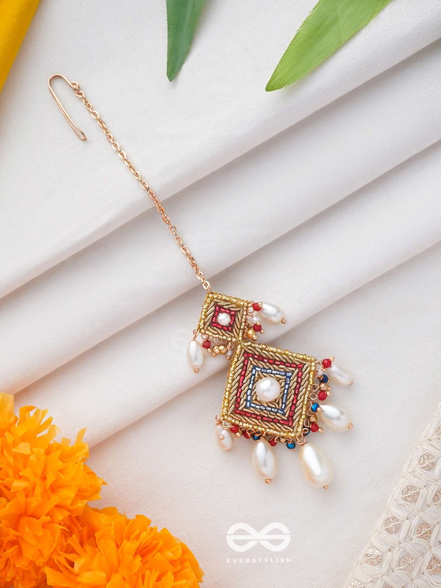 AABHRYA - SHELTER OF CLOUDS - PEARLS AND BEADS EMBROIDERED MAANGTIKA