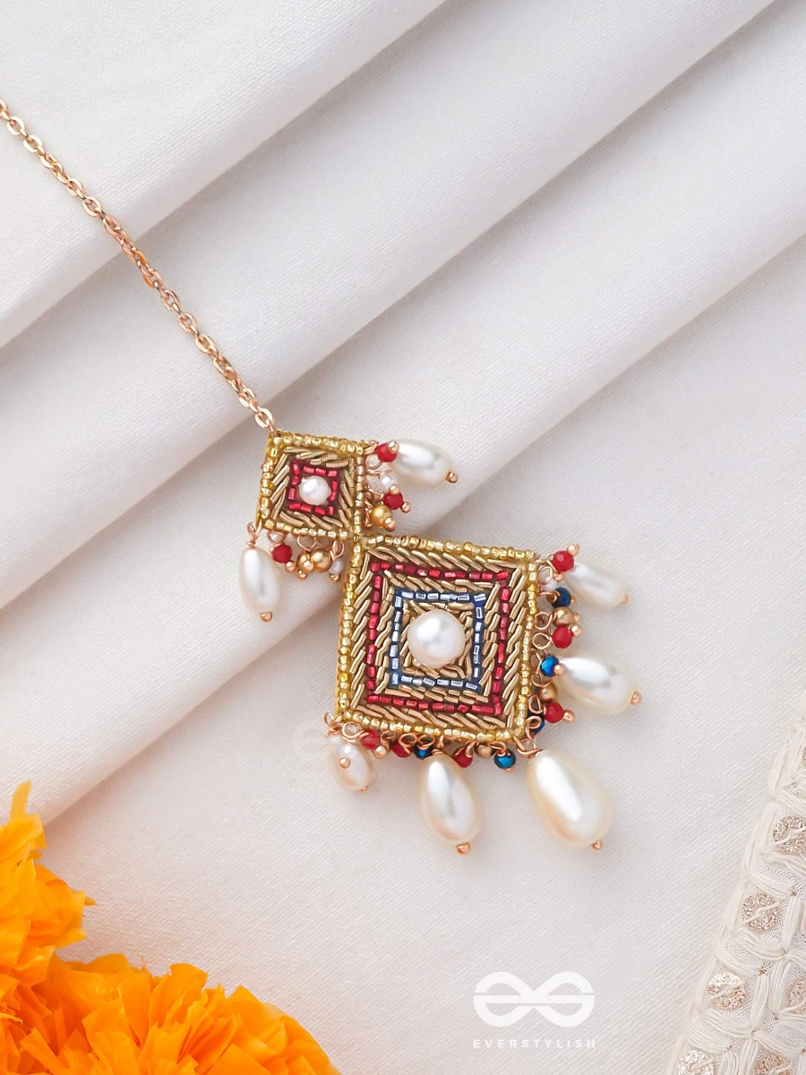 AABHRYA - SHELTER OF CLOUDS - PEARLS AND BEADS EMBROIDERED MAANGTIKA